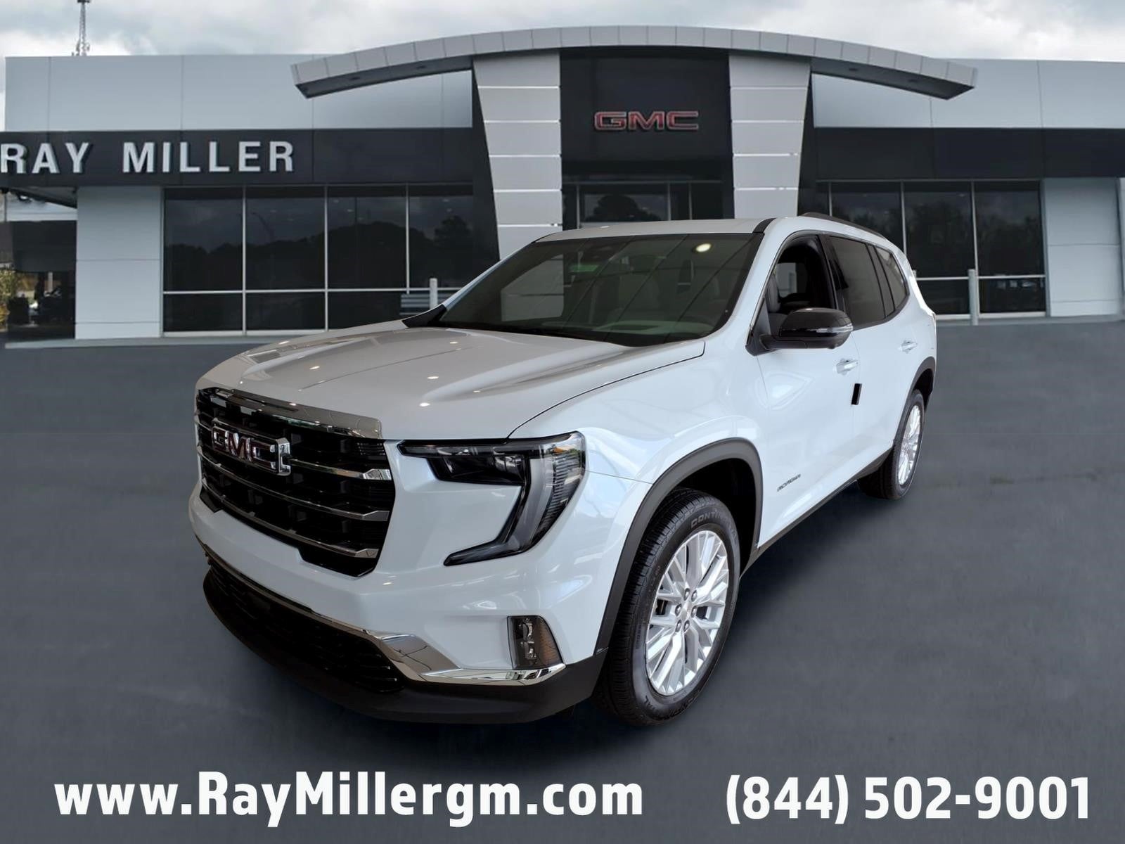 2026 GMC Acadia Elevation in Glacier White Tricoat — front three-quarter view