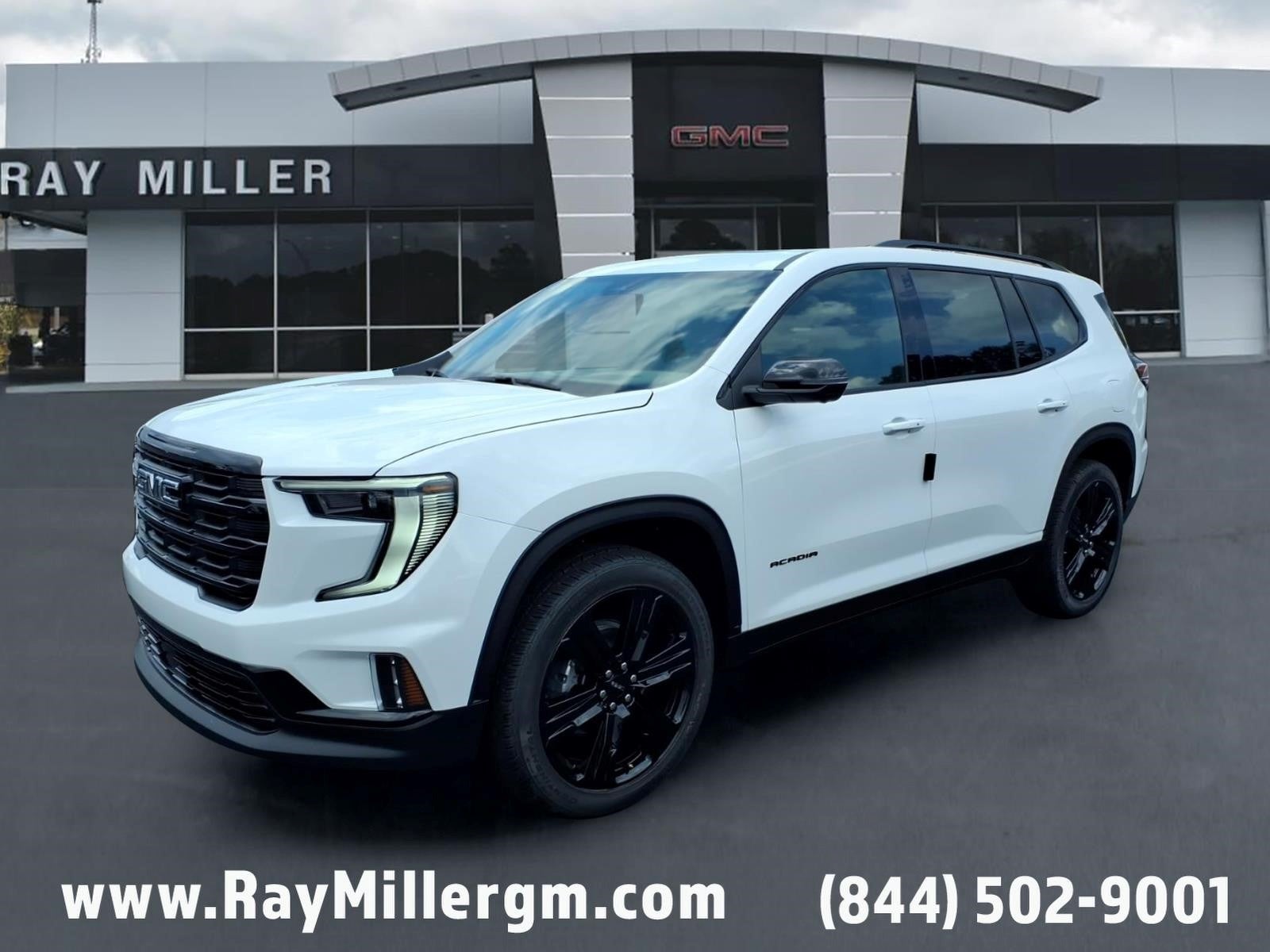 2026 GMC Acadia Elevation in Summit White — front three-quarter view