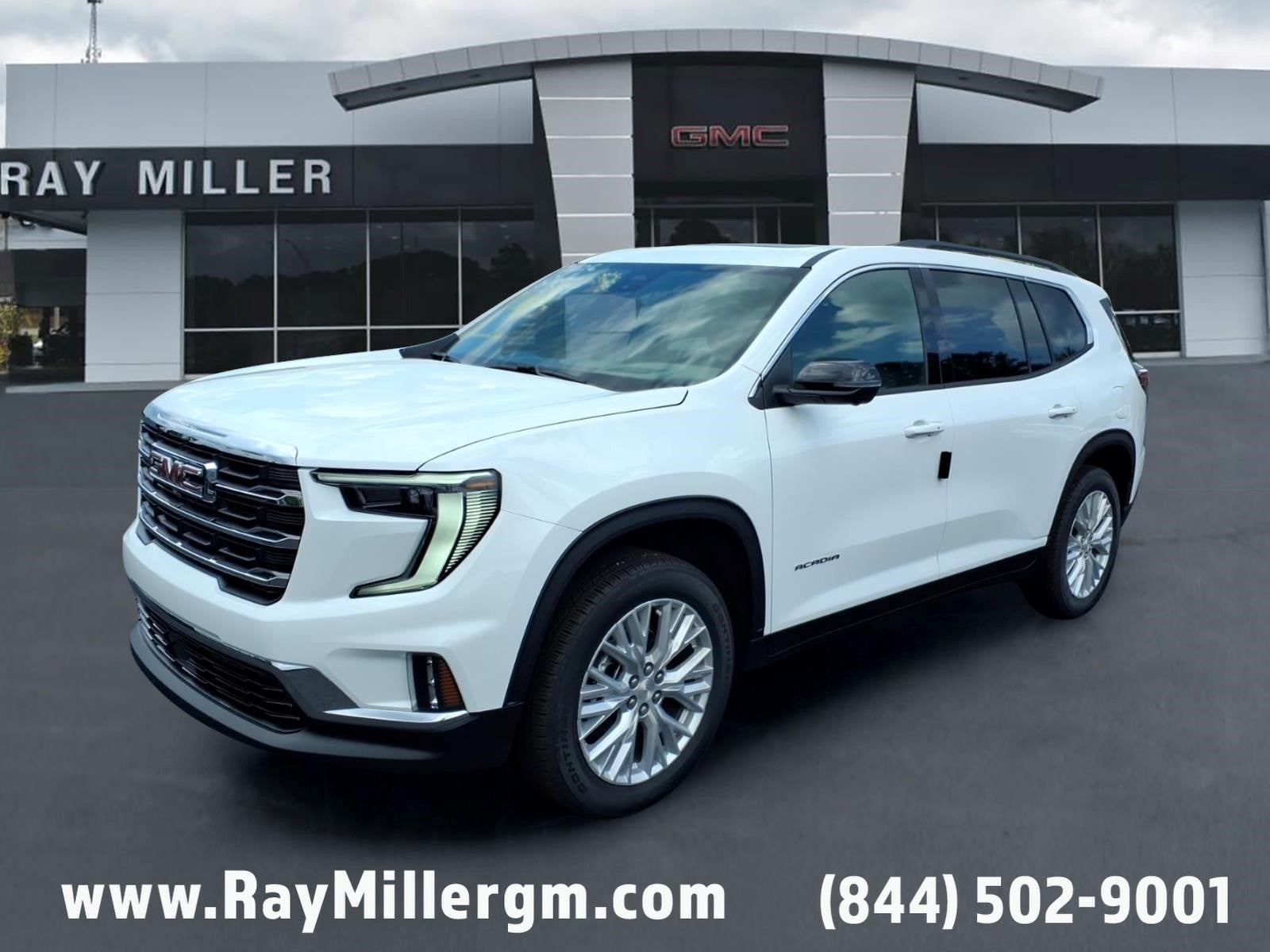 2026 GMC Acadia Elevation in Summit White — front three-quarter view
