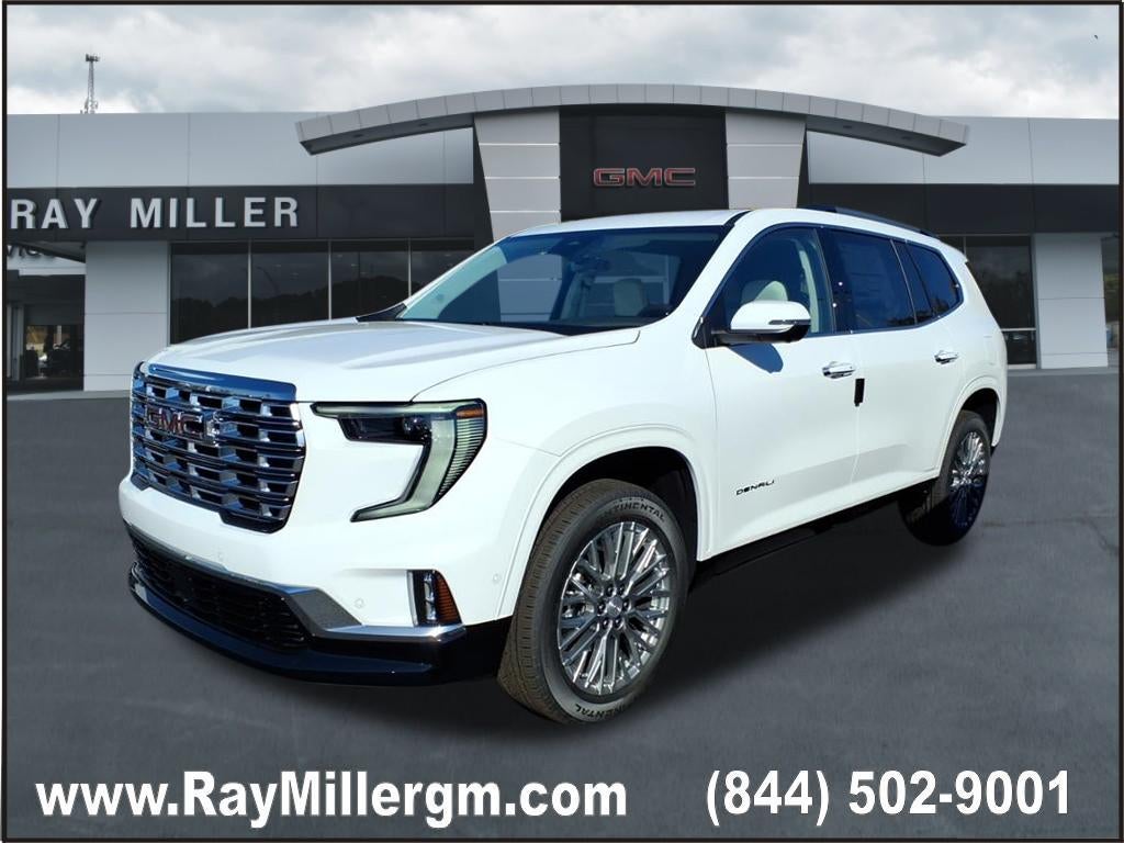 2026 GMC Acadia Denali in Summit White — front three-quarter view