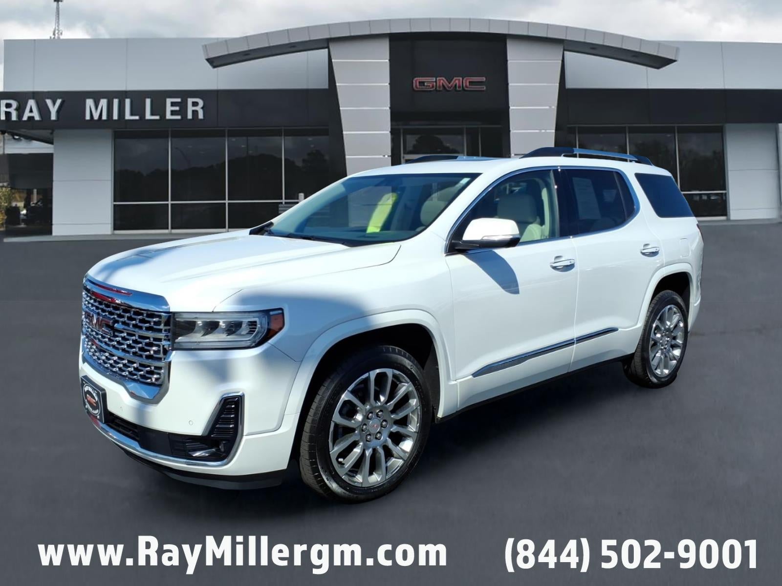 2023 GMC Acadia Denali in White Frost Tricoat — front three-quarter view
