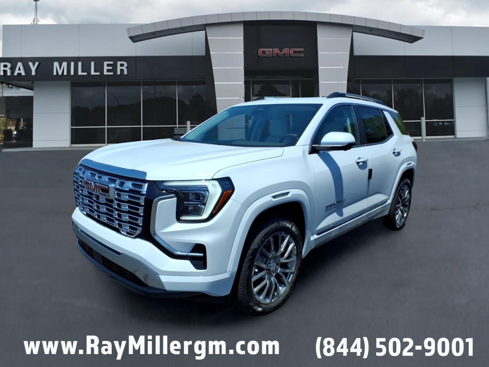 2026 GMC Terrain Denali in Glacier White Tricoat — front three-quarter view